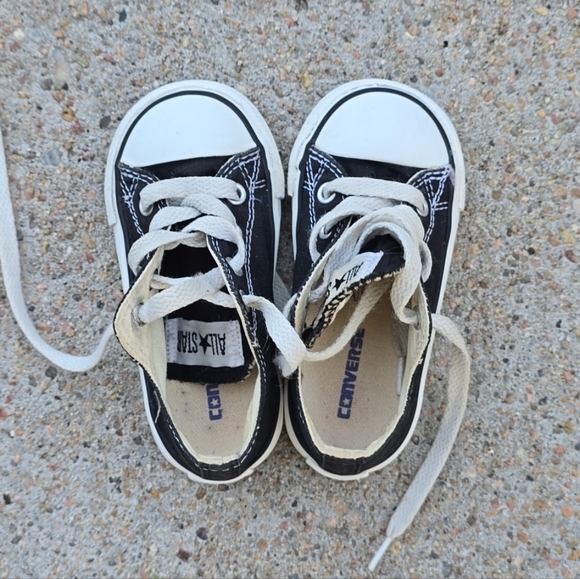 Converse All Star Black Canvas Infant Toddler Sneakers - Picture 2 of 9